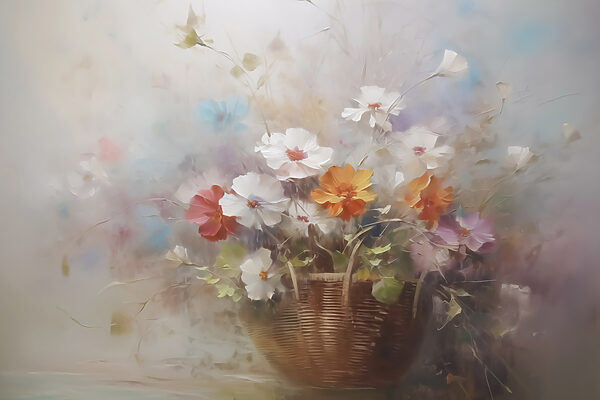 Painting of flowers in a basket