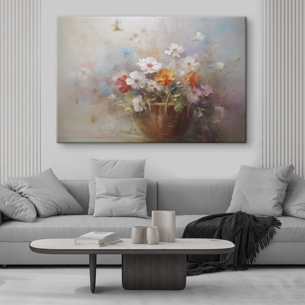 Painting of flowers in a basket