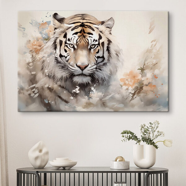 Quadri Quadri Tigre con dei fiori sullo sfondo (COD: s42421)