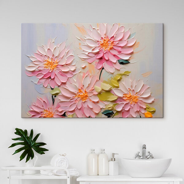 Painting of flowers on a white surface