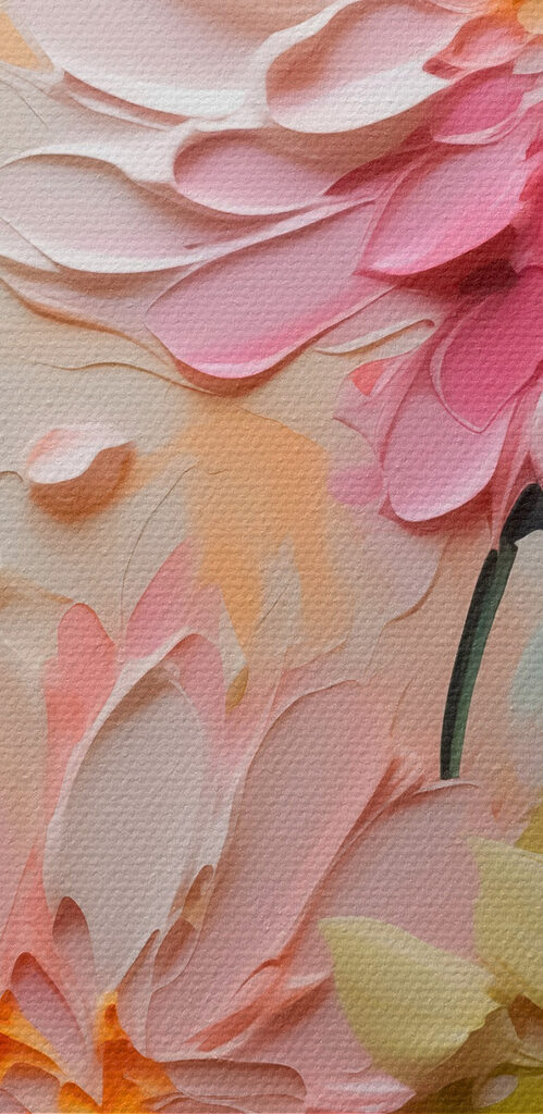Painting of flowers on a white surface