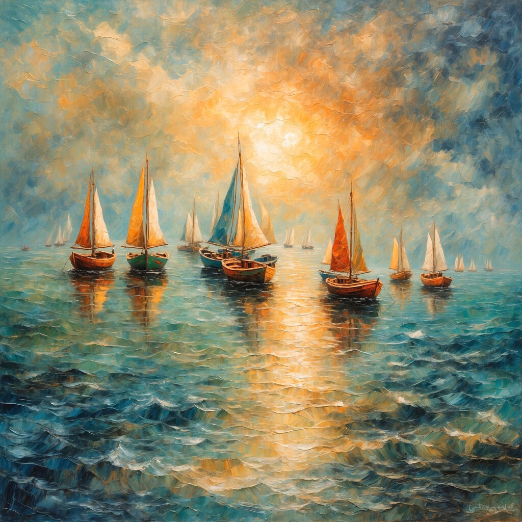 Group of boats on water Group of boats on water