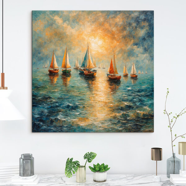 Quadri Quadri Gruppo di barche in acqua (COD: s42251)