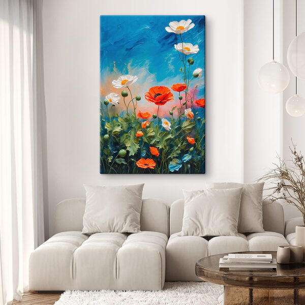 Quadri Dipinto di fiori su sfondo blu (COD: s42261) Quadri Quadri Dipinto di fiori su sfondo blu (COD: s42261)