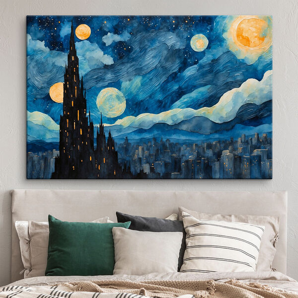 Watercolor of a city at night Watercolor of a city at night