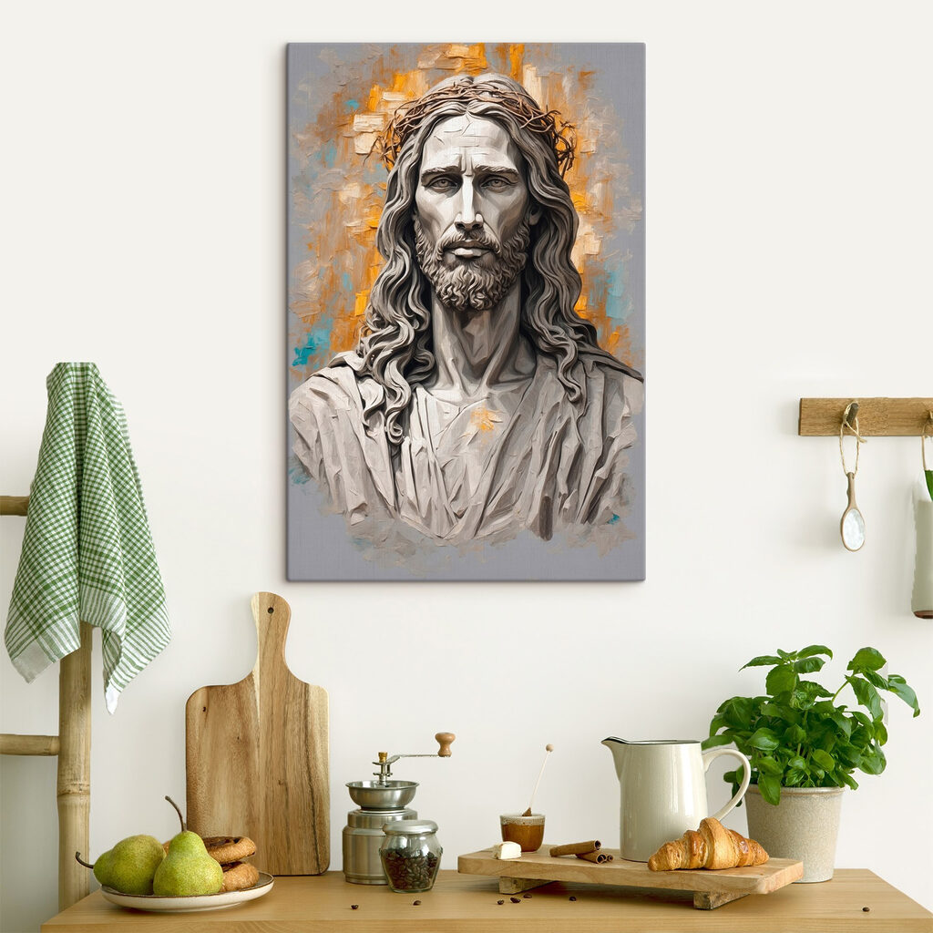 Statue of a man with a crown of thorns