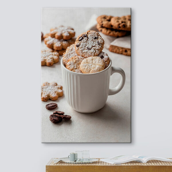 Cup of cookies with powdered sugar