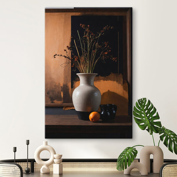 Quadri Quadri Vaso con fiori secchi e arance (COD: s42280)