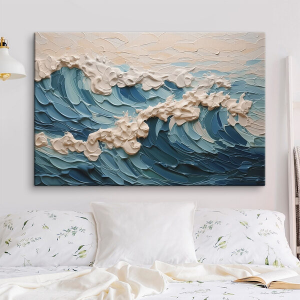 Painting of waves and clouds