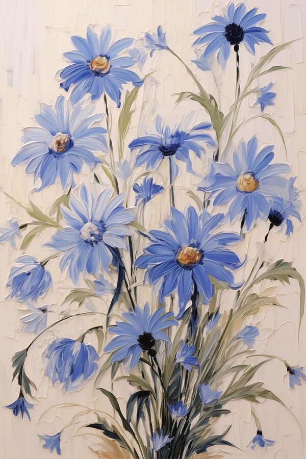 Painting of blue flowers Painting of blue flowers