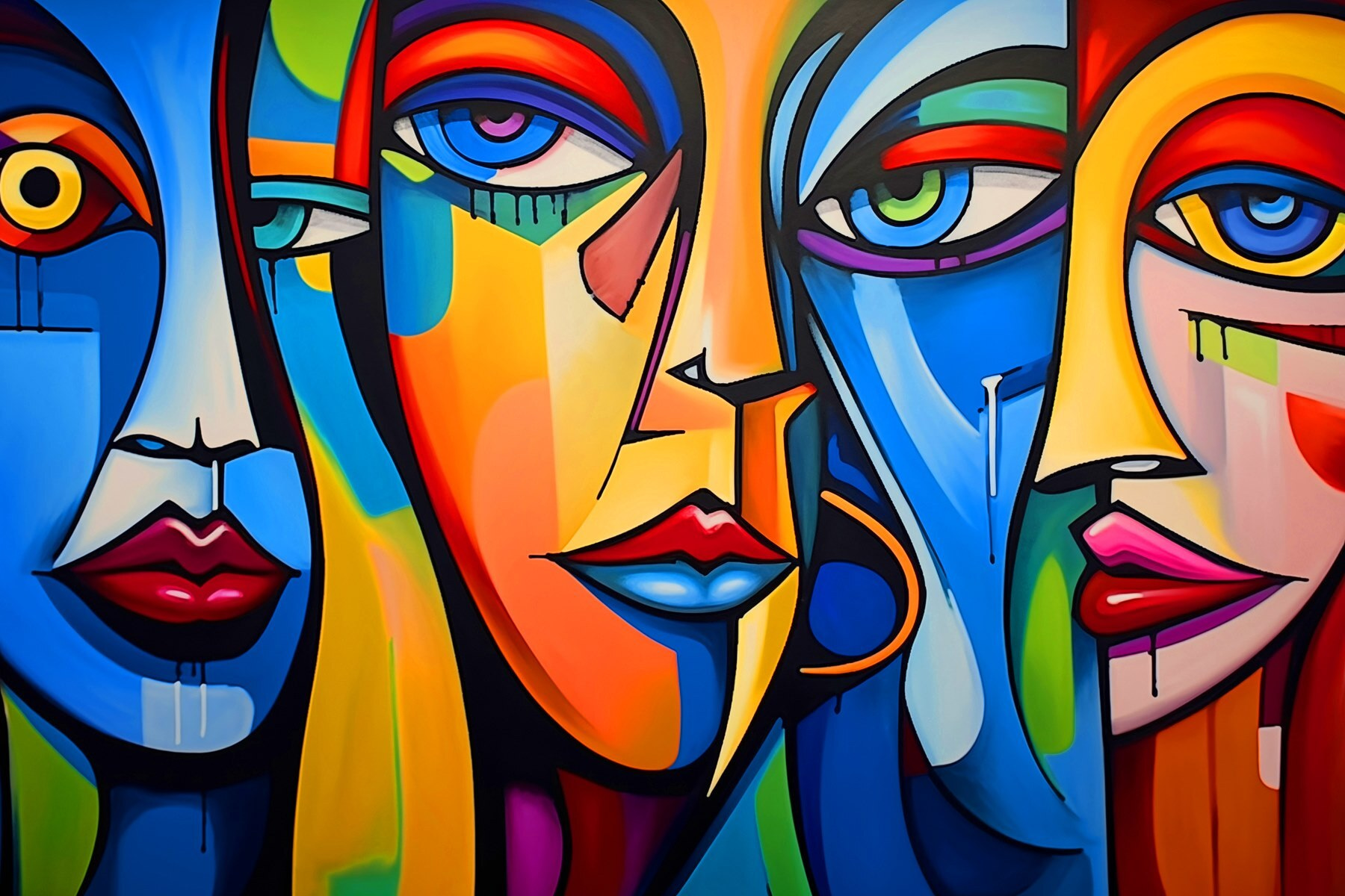 Painting of faces and lips Painting of faces and lips