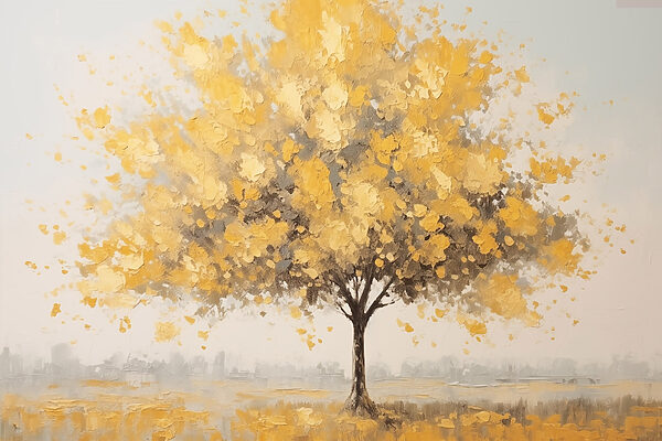 Painting of a tree with yellow leaves