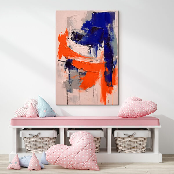Quadri Quadri Dipinto realizzato con colori blu e arancione (COD: s42482)