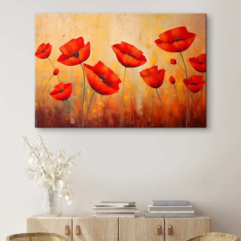 Painting of red flowers Painting of red flowers