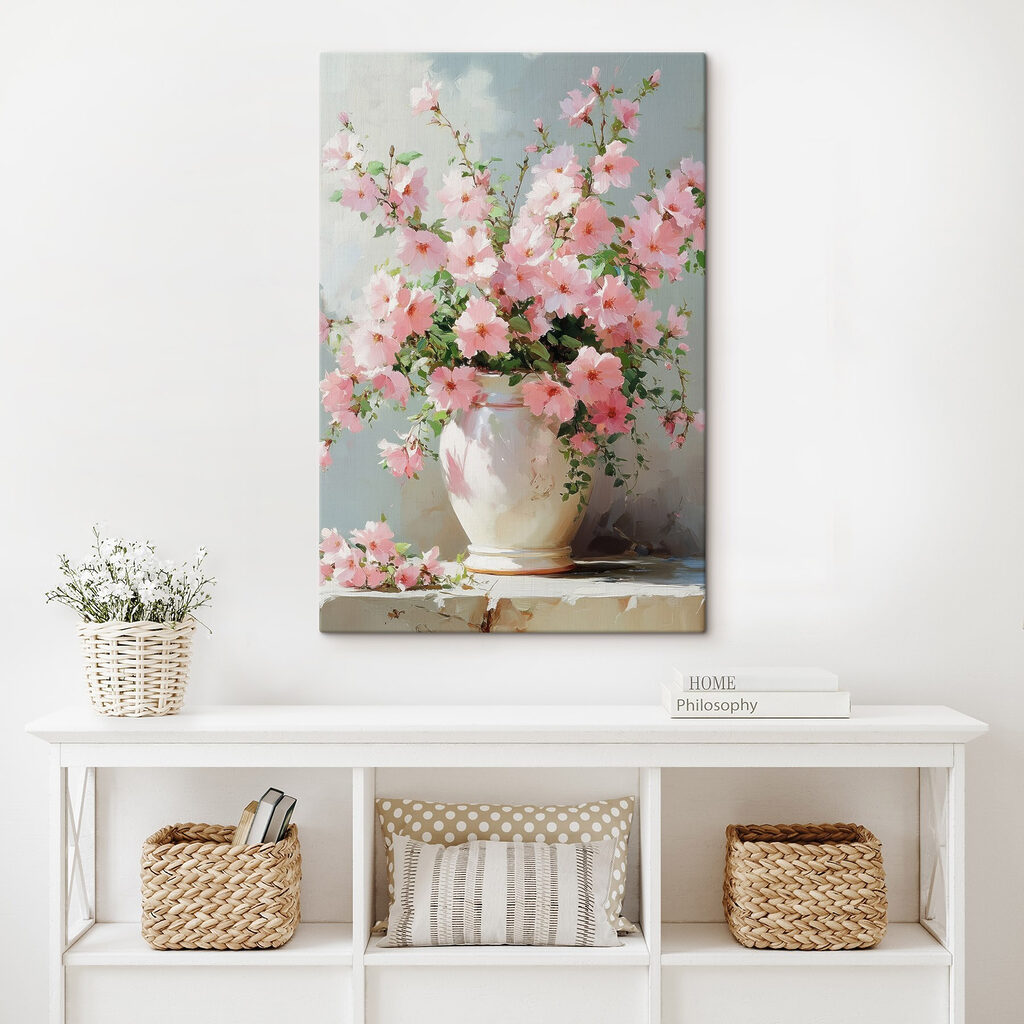 Vase with pink flowers