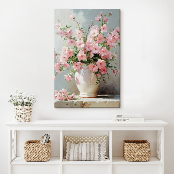 Quadri Quadri Vaso con fiori rosa (COD: s42491)