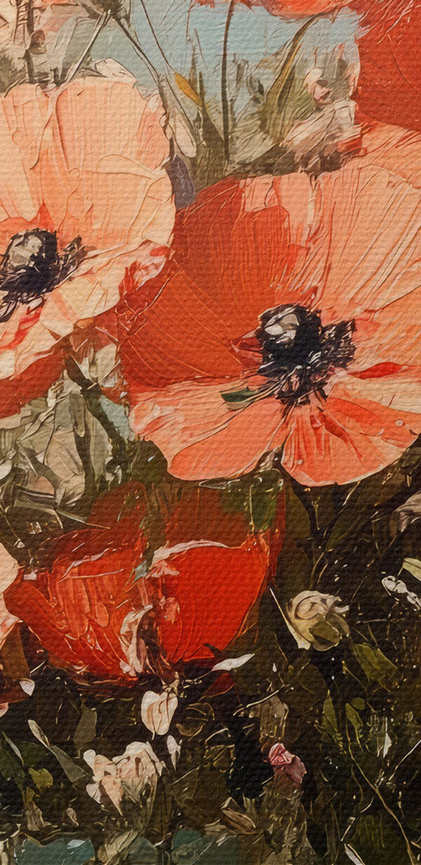 Painting of flowers in a blue vase
