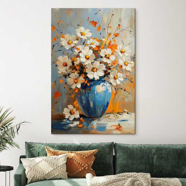 Quadri Dipinto raffigurante dei fiori in un vaso blu (COD: s42493) Quadri Quadri Dipinto raffigurante dei fiori in un vaso blu (COD: s42493)
