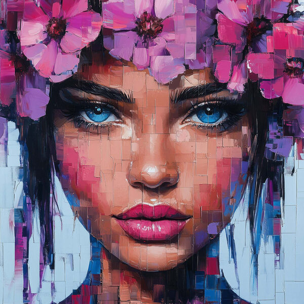 Painting of a woman with flowers in her hair
