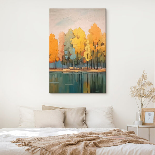 Painting of trees by water Painting of trees by water