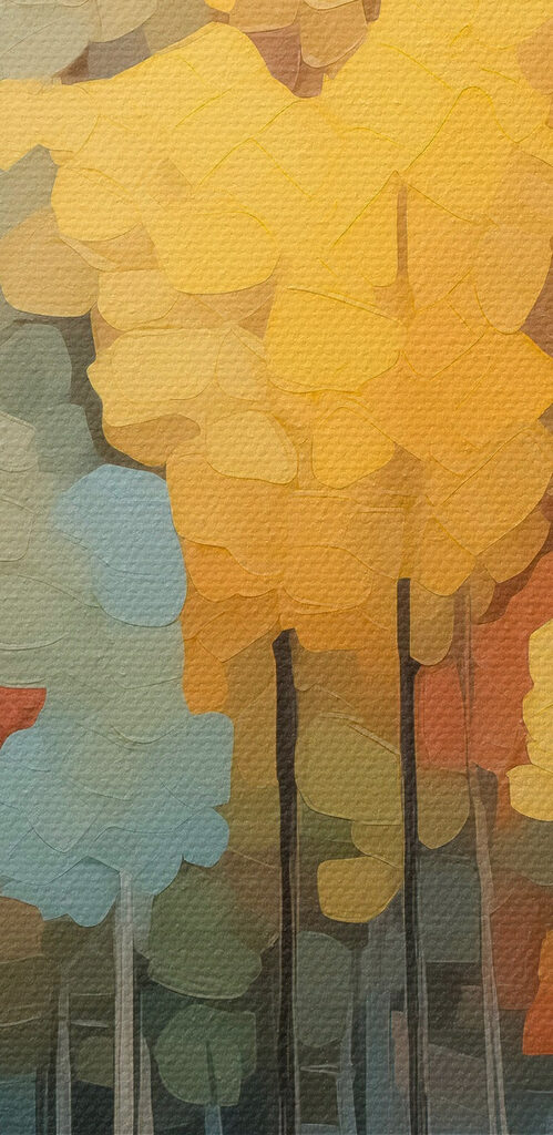 Painting of trees by water Painting of trees by water
