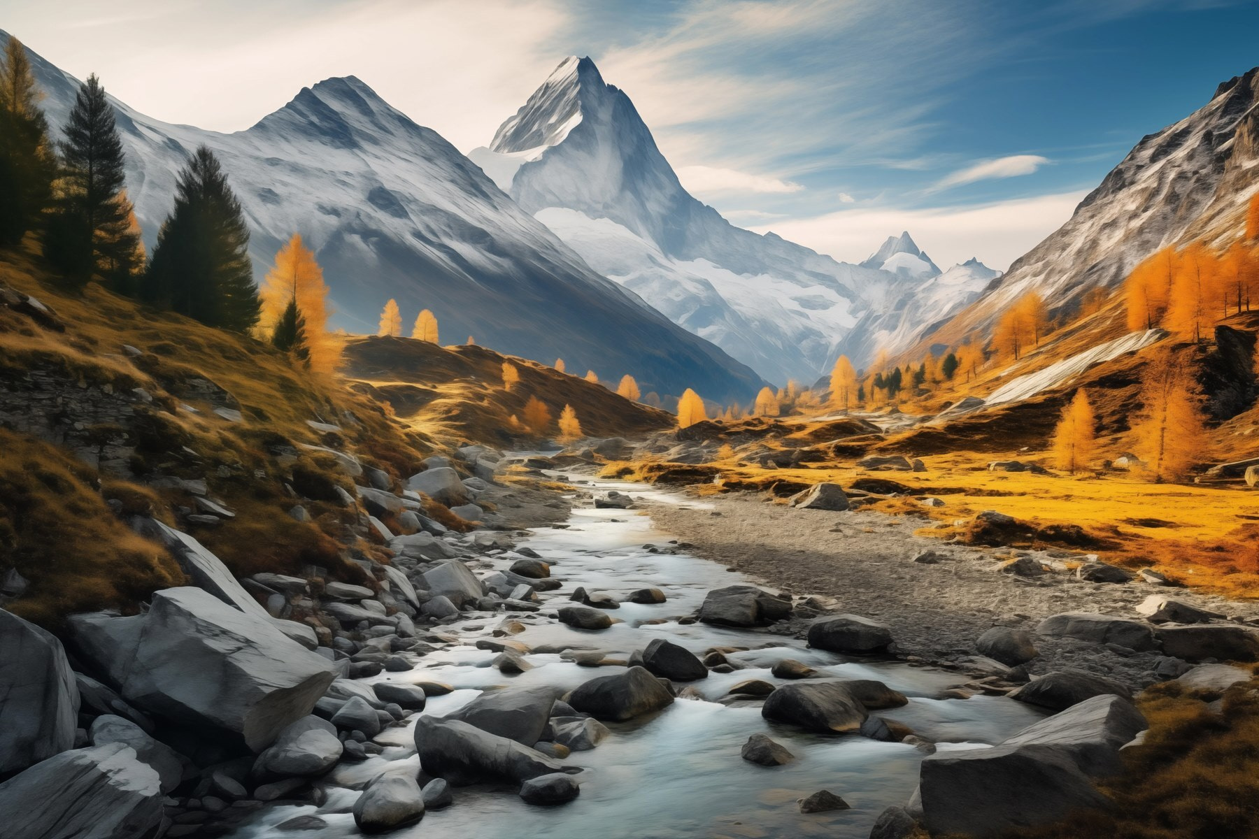 River running through a valley with mountains in the background River running through a valley with mountains in the background
