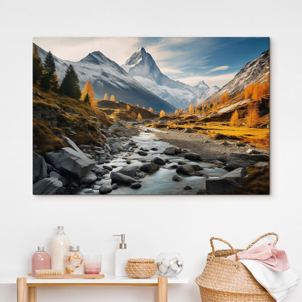 River running through a valley with mountains in the background River running through a valley with mountains in the background