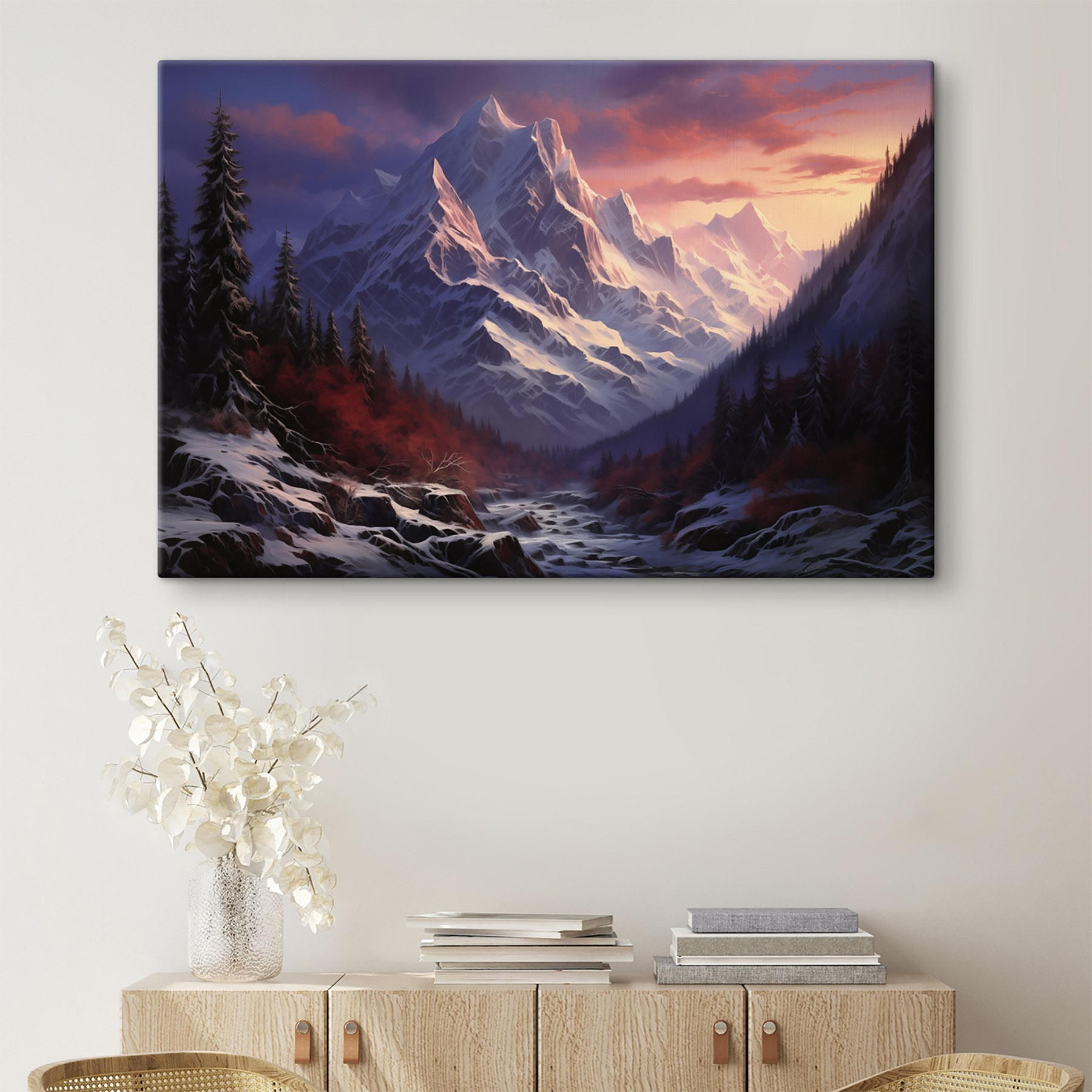 River running through a snowy mountain