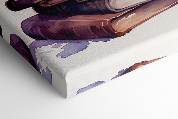 Watercolor painting of a stack of books and bottles