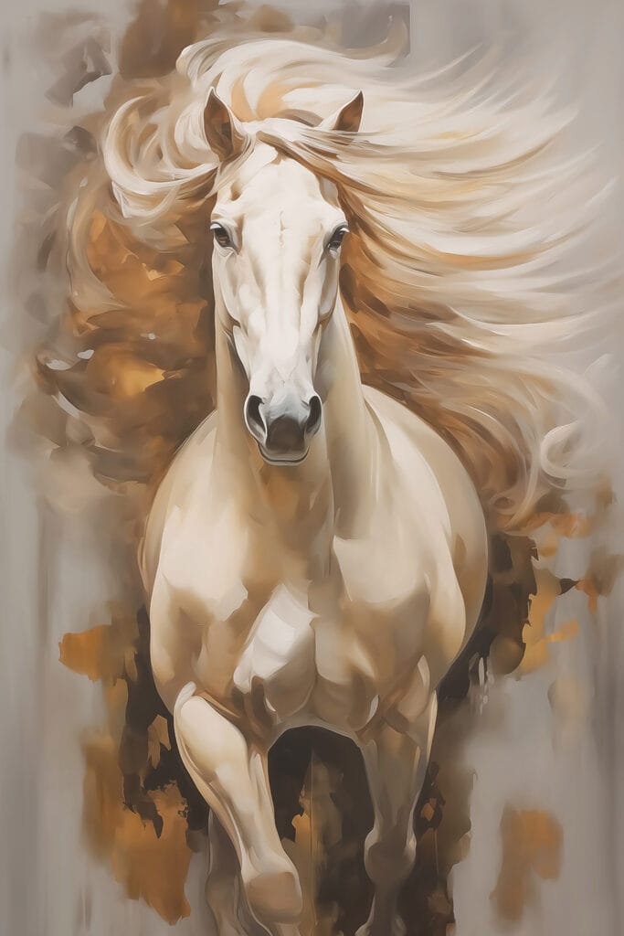 Painting of a horse with a long mane Painting of a horse with a long mane