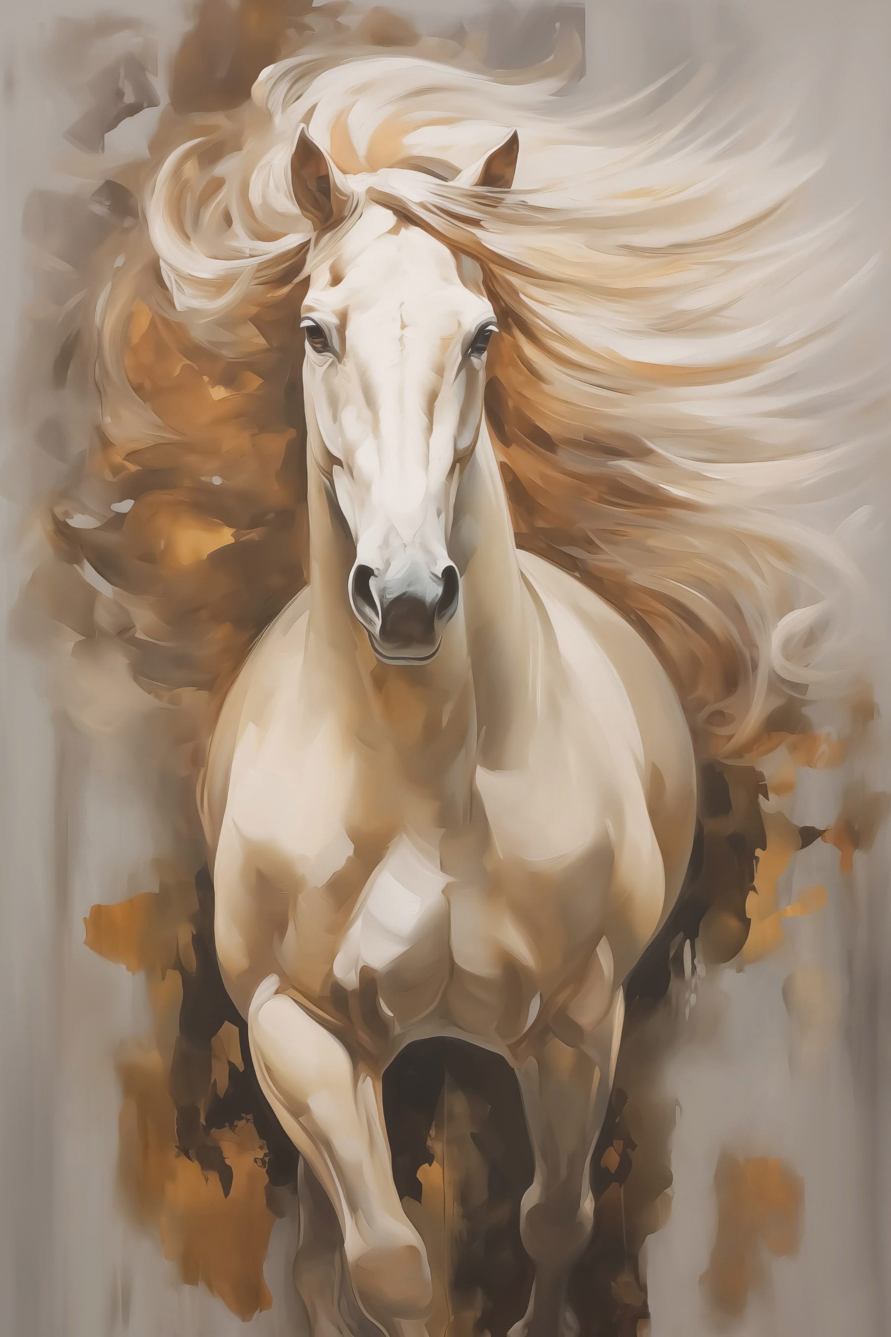 Painting of a horse with a long mane Painting of a horse with a long mane