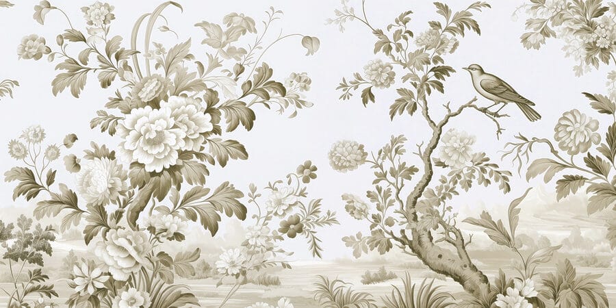 Carta da parati Carta da parati con fiori e alberi - immagine 4