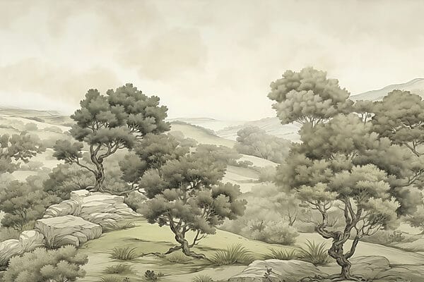 Paesaggio con alberi e rocce Paesaggio con alberi e rocce