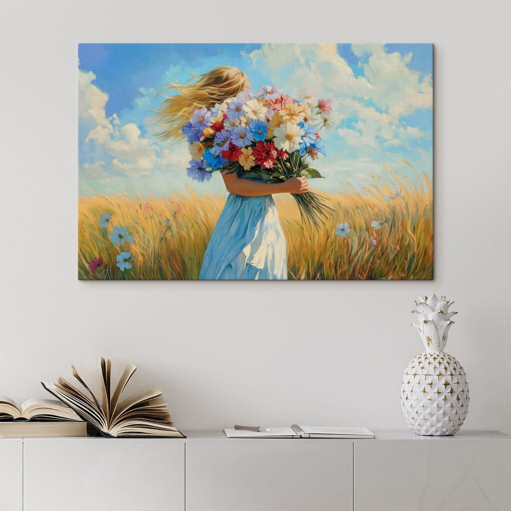 Woman holding a bouquet of flowers Woman holding a bouquet of flowers
