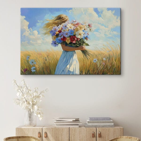 Woman holding a bouquet of flowers Woman holding a bouquet of flowers