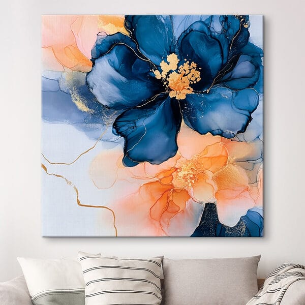 Quadri Quadri Dipinto raffigurante fiori blu e arancioni (COD: s42605)