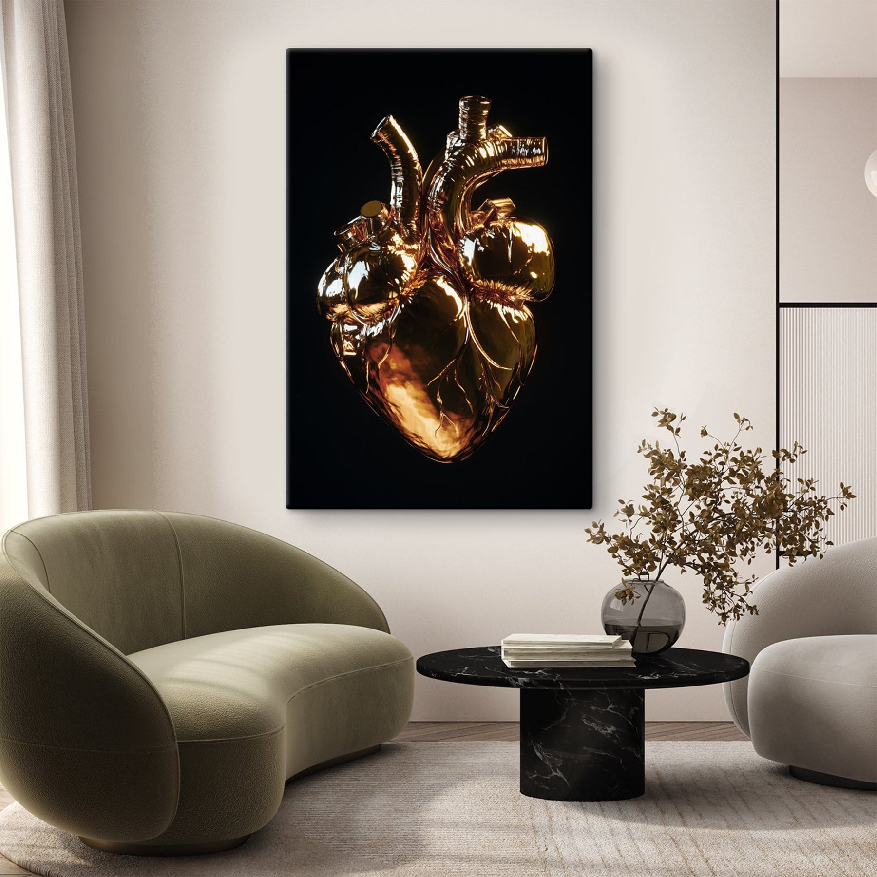 Heart sculpture reflecting inner beauty