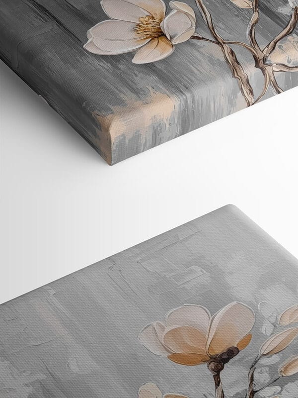 Painting of flowers on a grey background