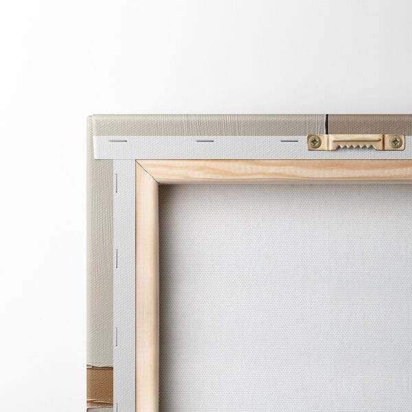 Black and white wall with a brown strip