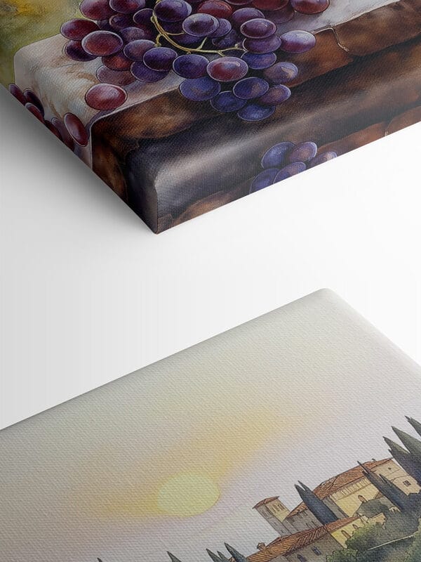 Watercolor painting of wine glasses and grapes Watercolor painting of wine glasses and grapes