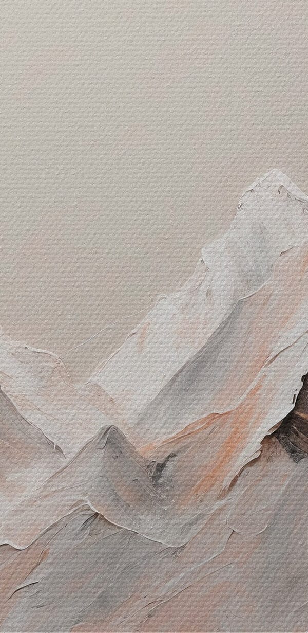 Painting of mountains with white and brown colors Painting of mountains with white and brown colors