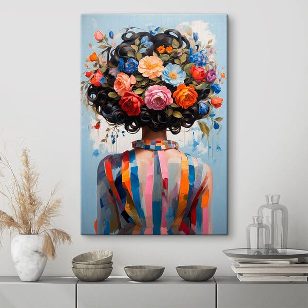 Quadri Dipinto raffigurante una donna con dei fiori tra i capelli (COD: s42524) Quadri Quadri Dipinto raffigurante una donna con dei fiori tra i capelli (COD: s42524)