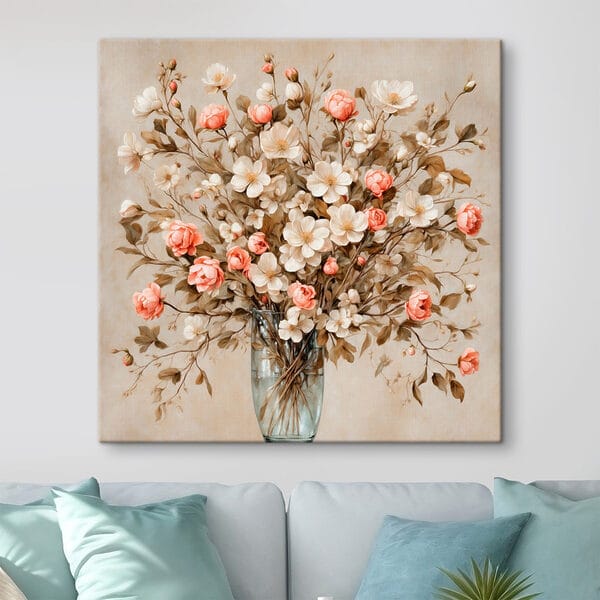 Painting of flowers in a vase