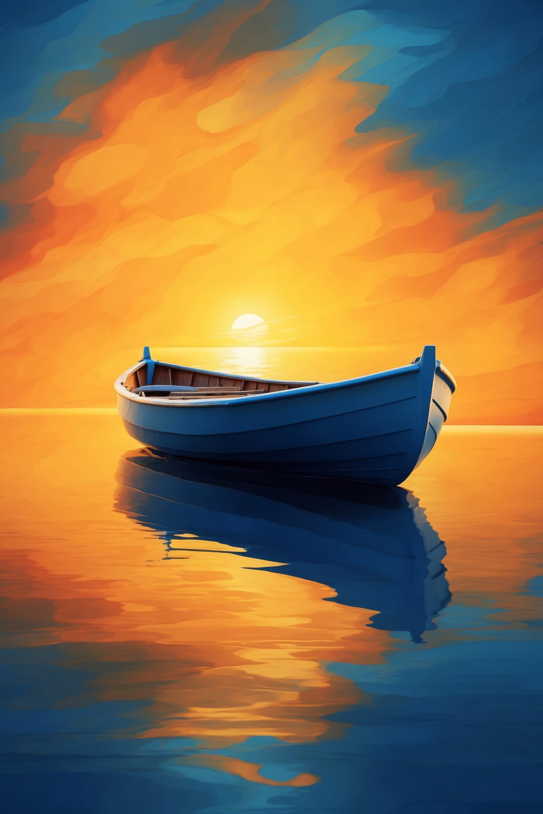 Boat on water with sunset in the background Boat on water with sunset in the background