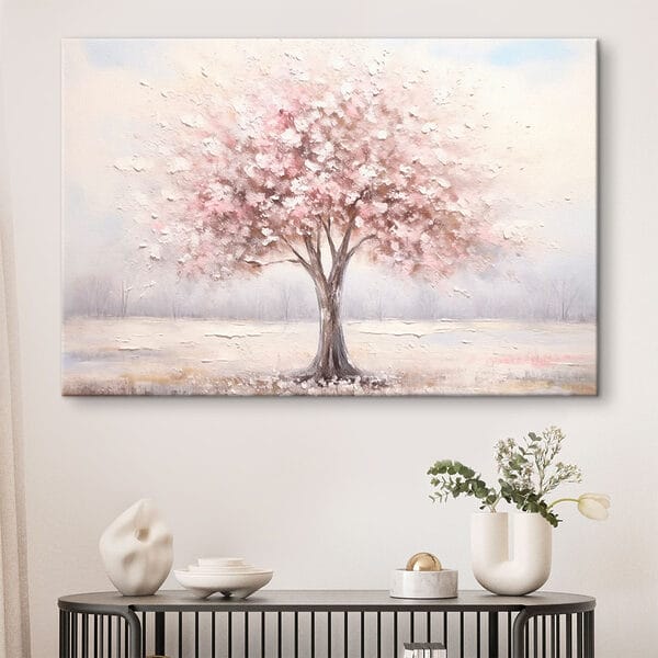 Quadri Quadri Dipinto raffigurante un albero con fiori rosa (COD: s42629)