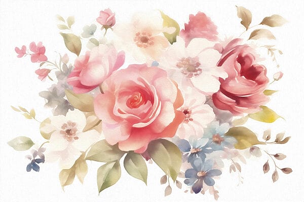 Painting of flowers on a white background Painting of flowers on a white background