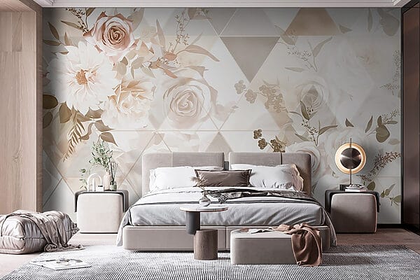 Carta da parati con fiori e triangoli Carta da parati con fiori e triangoli