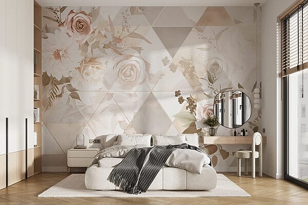 Carta da parati con fiori e triangoli Carta da parati con fiori e triangoli