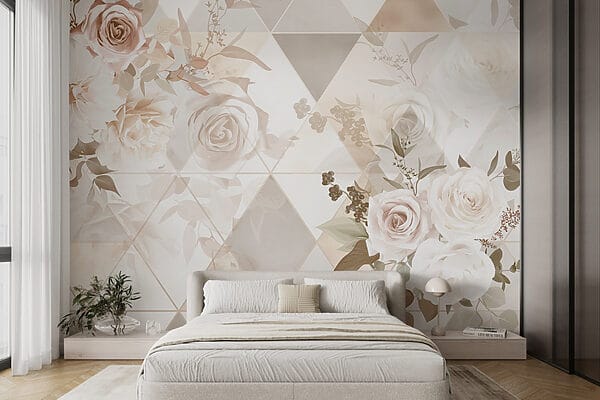 Carta da parati con fiori e triangoli Carta da parati con fiori e triangoli