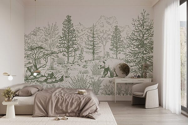 Disegno di un orso in una foresta Disegno di un orso in una foresta